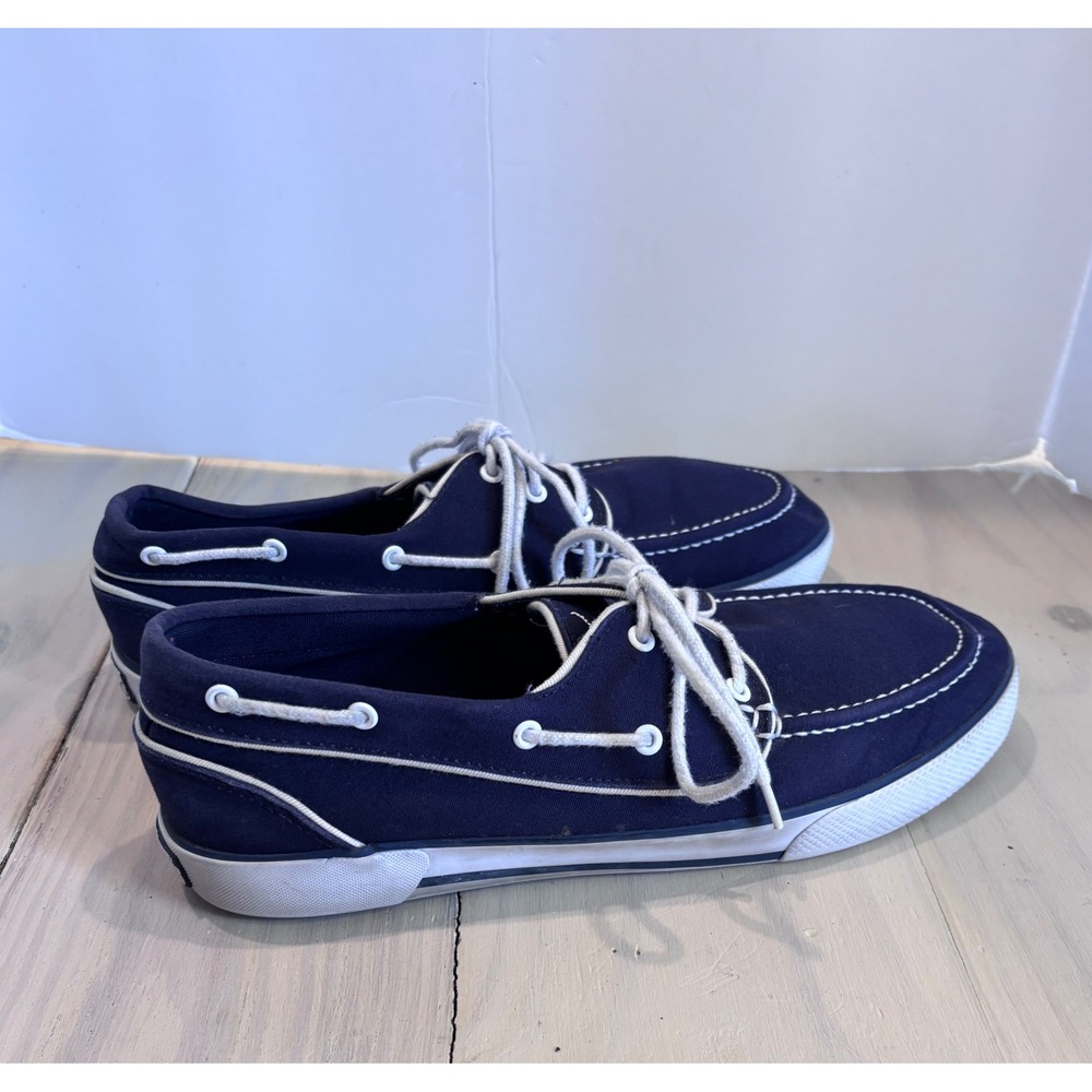 Polo Ralph Lauren Franz P Mens 10.5 D Navy Blue Canvas Boat Shoes Sneakers